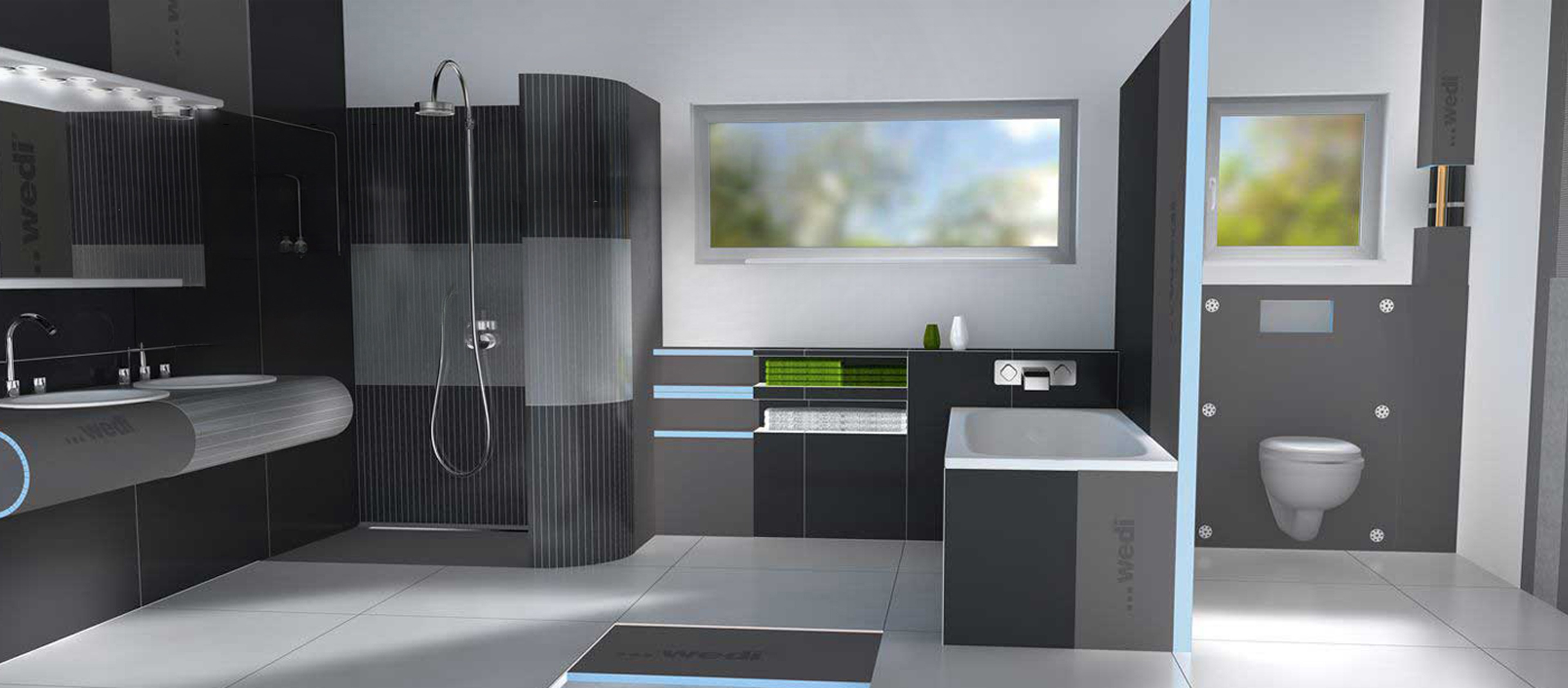 image of a bathroom with waterproof tile boards